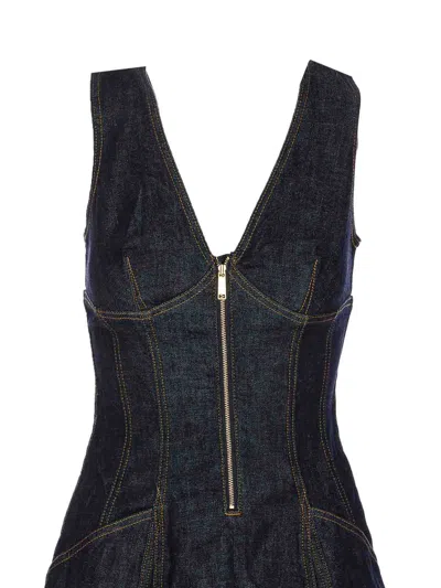 Self-portrait Self Portrait Denim Midi Dress In Black