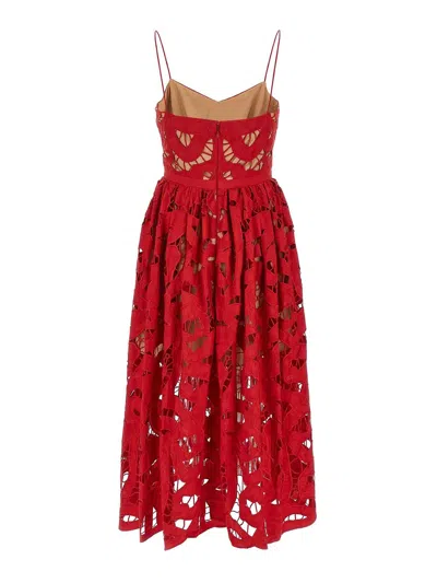 Self-portrait Embroidered Midi Dress With Bow