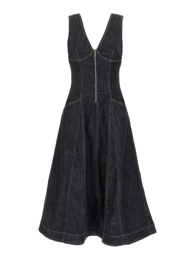 Self-portrait Self Portrait Denim Midi Dress In Black