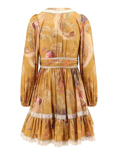 Zimmermann Frill Cotton Short Dress With Floral Print