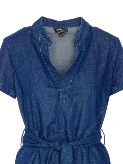 Apc A.p.c. "annelie" Dress In Blue