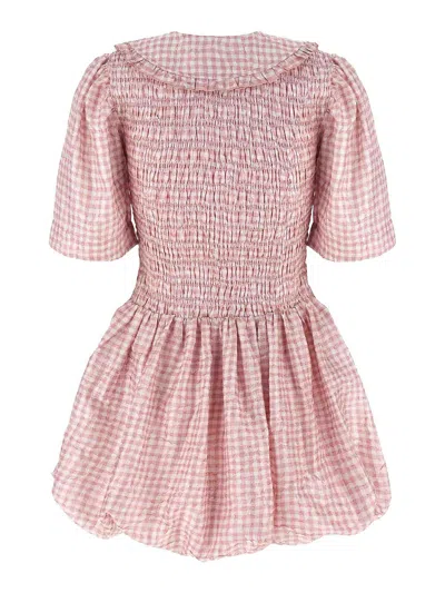 Ganni Ruffled Smocked Mini Dress