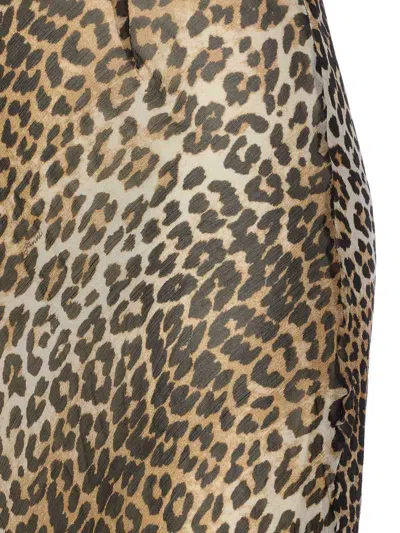 Ganni Animal Print Scoop Neckline Floor-length Dress In Brown