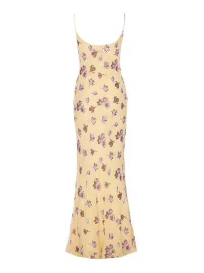 Self-portrait Floral Embellished Viscose Maxi Dress In Yellow