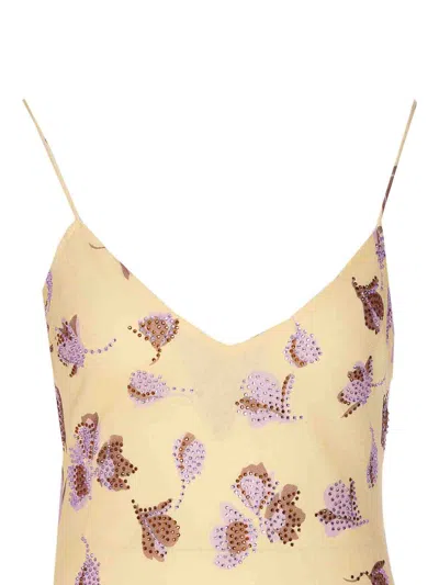Self-portrait Floral Embellished Viscose Maxi Dress In Yellow