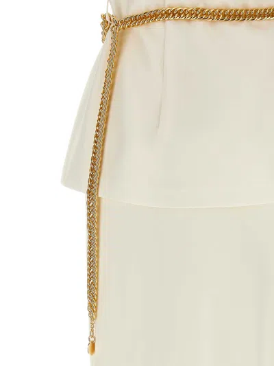 Self-portrait Self Portrait Cream Taffeta Chain Belt Maxi Dress