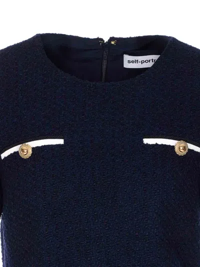Self-portrait Self Portrait Boucle Mini Dress In Blue