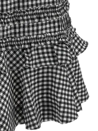 Ganni Mini Dress With Crinkled Check Pattern In Multi