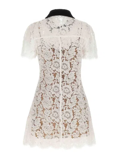 Self-portrait Short Dress With Floral Lace Embroidery Self Portrait In White