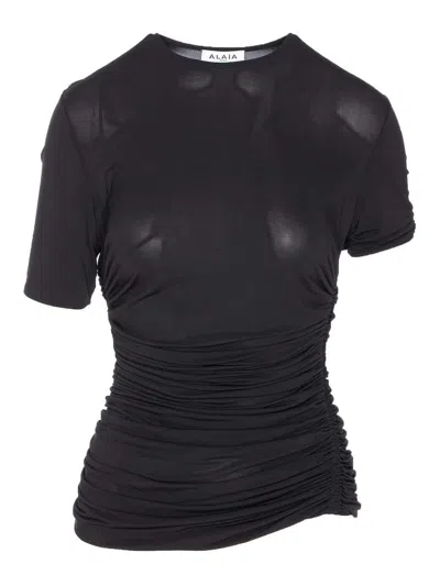 Alaïa Alaia Viscose Elastane Pleats T-shirt