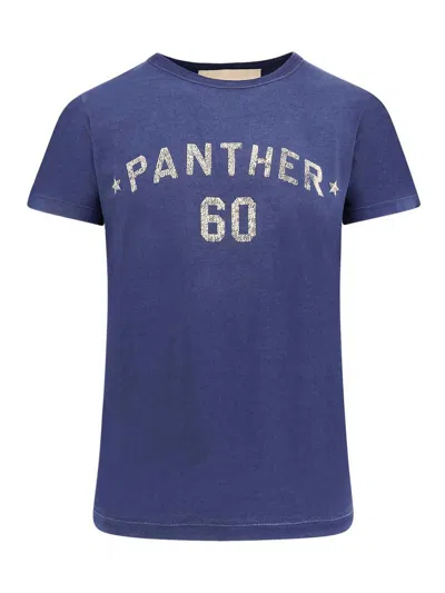Valentino Panther Graphic Print Crew Neck T-shirt In Blue