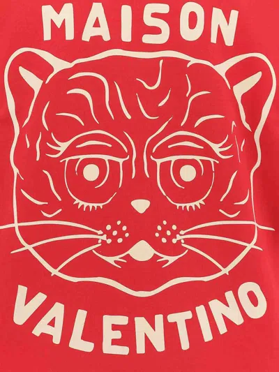 Valentino T-shirt With Chat De La Maison Print In Red