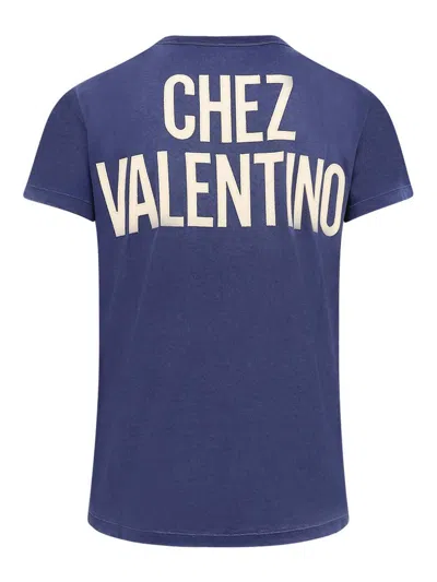 Valentino Panther Graphic Print Crew Neck T-shirt In Blue