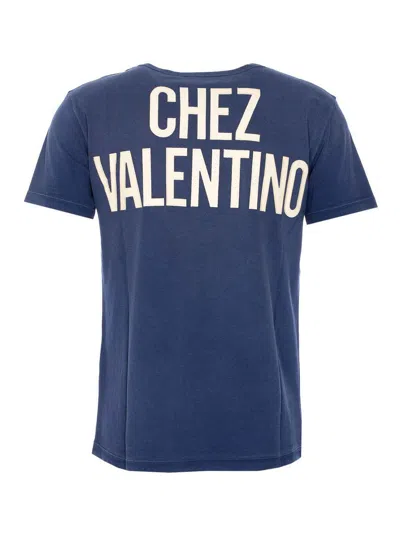 Valentino Panther Graphic Print Crew Neck T-shirt In Blue
