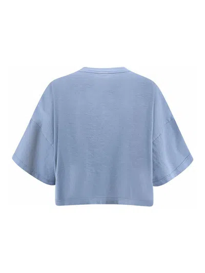 Chloé Cotton Jersey Logo Crop T-shirt In Blue