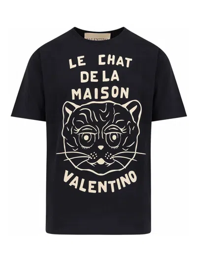 Valentino Chat De La Maison Cotton T-shirt In Black