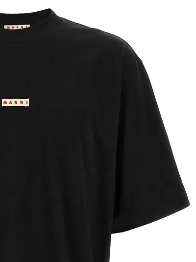 Marni Cotton T Shirt With Logo Print In Black