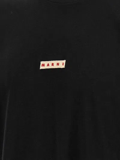 Marni Cotton T Shirt With Logo Print In Black