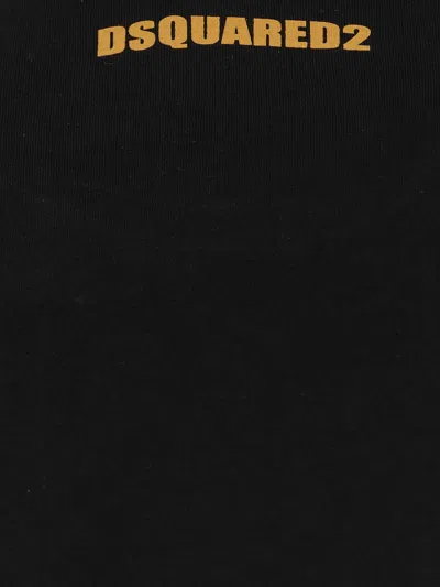 Dsquared2 Black Crewneck T-shirt With Print On The Front And Logo Lettering On The Rear