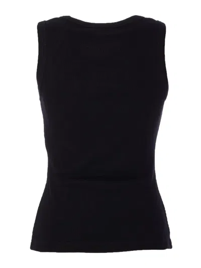 Alexander Mcqueen Ribbed Sleeveless Top With Fitted Silhouette In Black