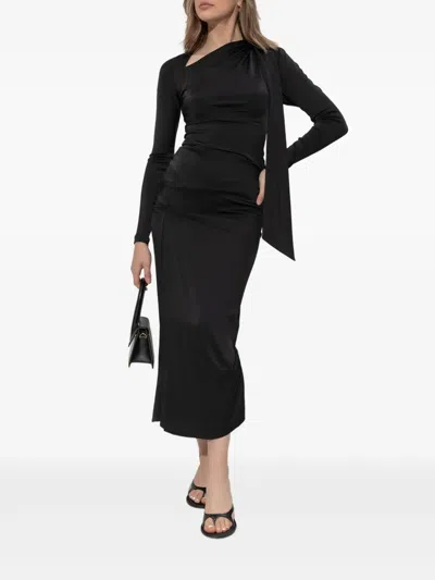 Victoria Beckham Asymmetric Cut Out Crewneck Top In Black