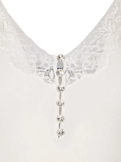Self-portrait Lace-trimmed Ribbed Top