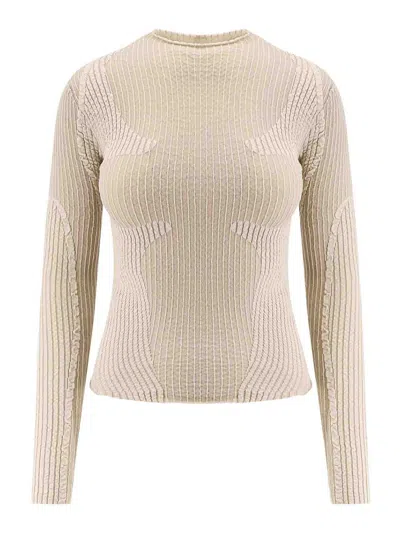 Roa Top Wavy In Misto Cotone Stretch In Neutral
