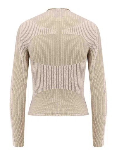 Roa Top Wavy In Misto Cotone Stretch In Neutral