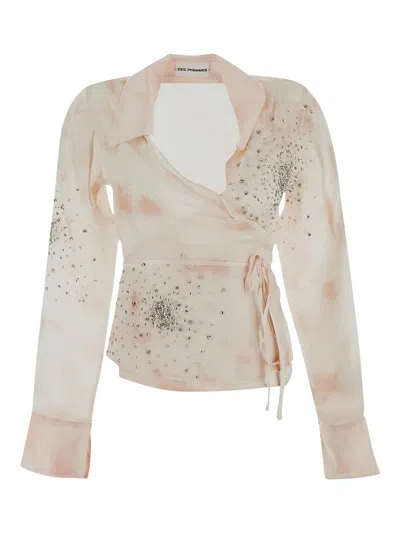 Des_phemmes Crystal Tie Dye Shirt Long Wrap In Multi