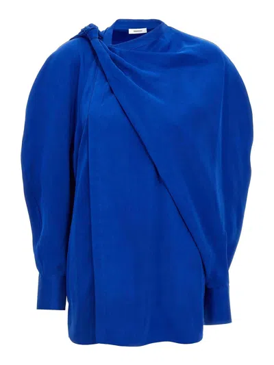 Ferragamo Draped Asymmetric Shirt With Korean Collar