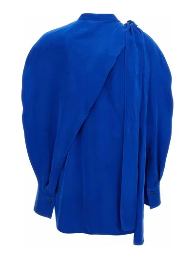 Ferragamo Draped Asymmetric Shirt With Korean Collar