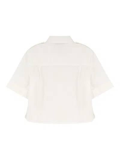 Tory Burch Camp Short Sleeved Button-up Shirt In White