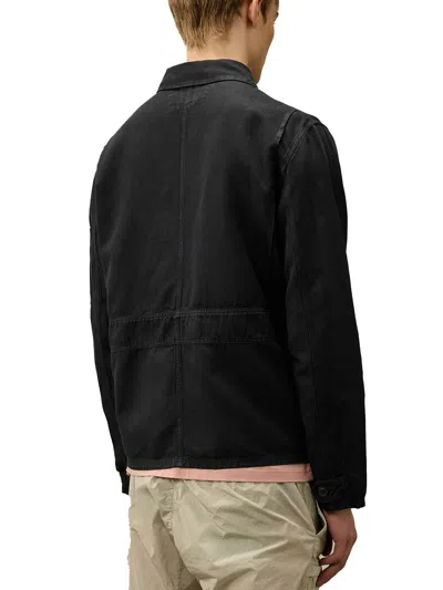 C.p. Company Cotton And Linen Shirt With Zip Closure In Black