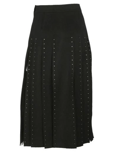Shop Valentino Pleated Skirt In Black