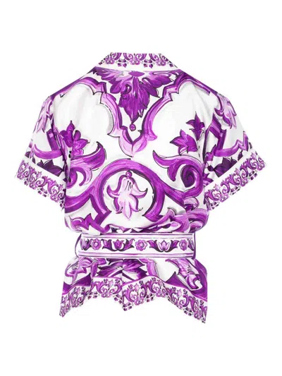 Dolce & Gabbana Maiolica Print Shirt With Belt
