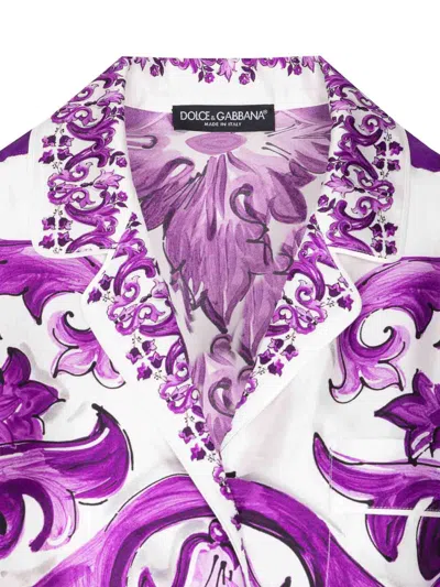 Dolce & Gabbana Maiolica Print Shirt With Belt