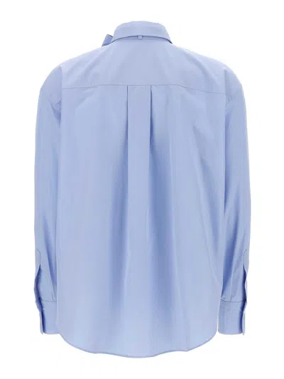Brunello Cucinelli Bow Pocket Long Sleeve Shirt In Blue