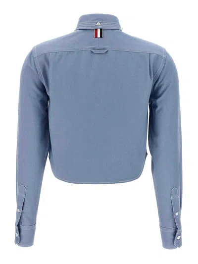 Thom Browne Cropped Denim Shirt With Contrast Stitching
