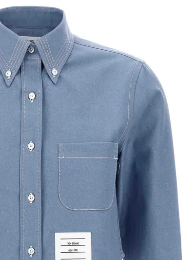 Thom Browne Cropped Denim Shirt With Contrast Stitching
