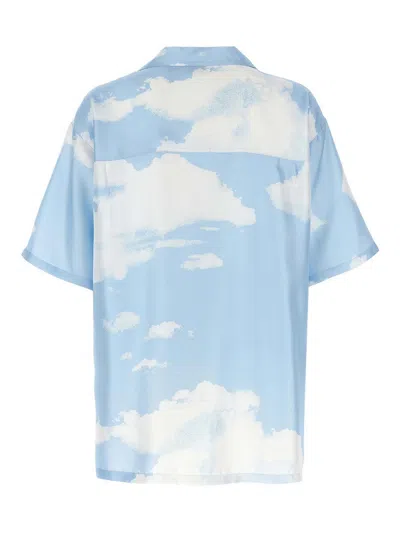 Moschino Cloud Print Silk Shirt In Blue