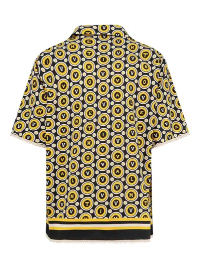 Valentino Bowling Shirt With Bulles Royales Print In Yellow