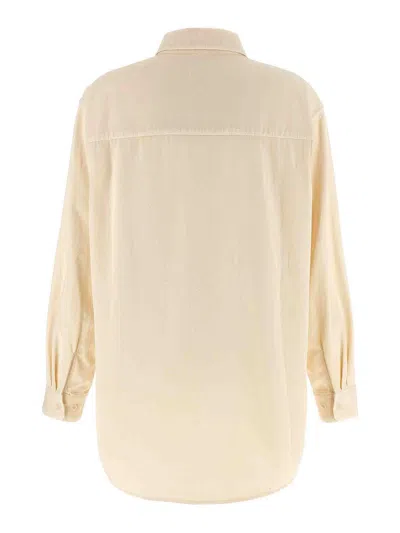 Lemaire Casual Shirt With Buttoned Cuffs And Curved Hem In Neutral