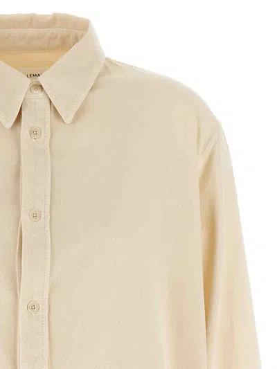 Lemaire Casual Shirt With Buttoned Cuffs And Curved Hem In Neutral