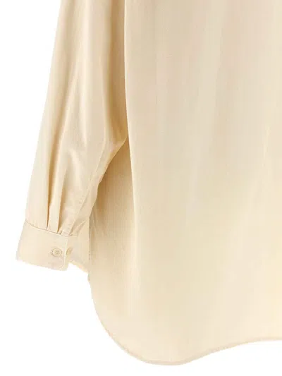 Lemaire Casual Shirt With Buttoned Cuffs And Curved Hem In Neutral