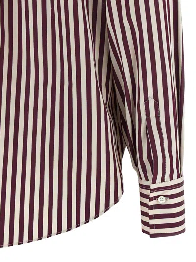 Brunello Cucinelli Bead-embellished Striped Cotton-sateen Shirt In Multi