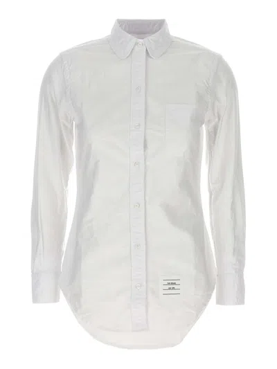 Thom Browne Oxford Cotton Shirt With Curved Hem In White