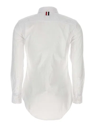 Thom Browne Oxford Cotton Shirt With Curved Hem In White