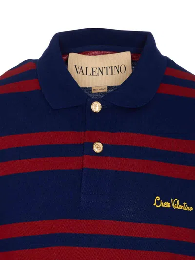 Valentino Striped Polo Shirt Regular Collar In Multi