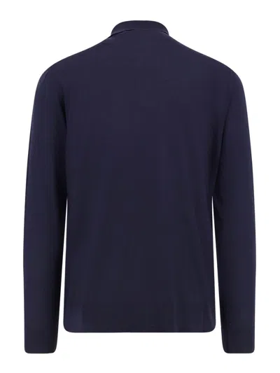 Kiton Long Sleeve Polo Shirt In Blue
