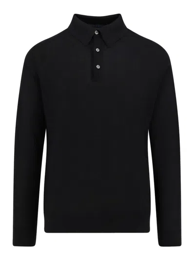 Kiton Ciro Buttoned Polo Shirt In Black